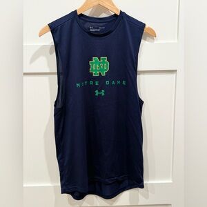 University of Notre Dame Under Armour Irish ☘️ ND Loose Navy Tank Top Sz Small